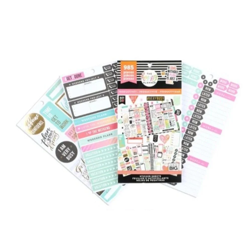 The Happy Planner sticker book value back bundle lot of 7 planner personalize